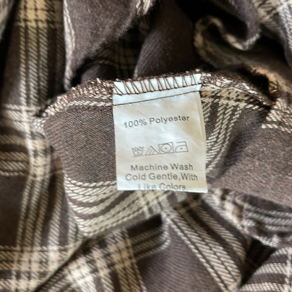 SHEIN Women’s Flannel Long Sleeve Shirt Brown and Tan Sz 6 - Picture 9 of 13